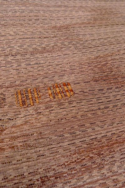 Photo9: O0328J Vintage Japanese kimono  Grayish Pink TSUMUGI pongee for women / Silk. Stream,   (Grade C) (9)