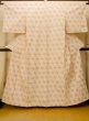 Photo1: O0328K Vintage Japanese kimono   Ivory TSUMUGI pongee for women / Silk. Abstract pattern   (Grade B) (1)