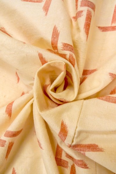 Photo11: O0328K Vintage Japanese kimono   Ivory TSUMUGI pongee for women / Silk. Abstract pattern   (Grade B) (11)