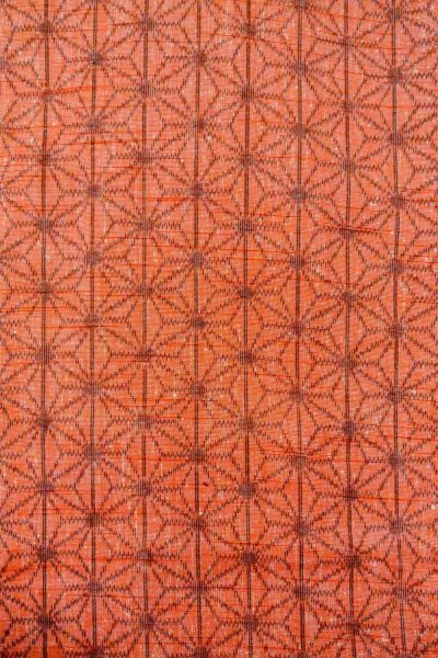 Photo4: Mint O0328L Vintage Japanese kimono   Vermilion TSUMUGI pongee for women / Silk. Hemp leaf   (Grade A) (4)