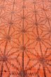 Photo9: Mint O0328L Vintage Japanese kimono   Vermilion TSUMUGI pongee for women / Silk. Hemp leaf   (Grade A) (9)
