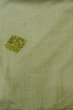 Photo3: O0328M Vintage Japanese kimono  Pale Green TSUMUGI pongee for women / Silk. Flower,   (Grade B) (3)