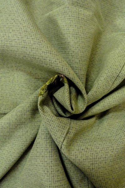 Photo11: O0328M Vintage Japanese kimono  Pale Green TSUMUGI pongee for women / Silk. Flower,   (Grade B) (11)