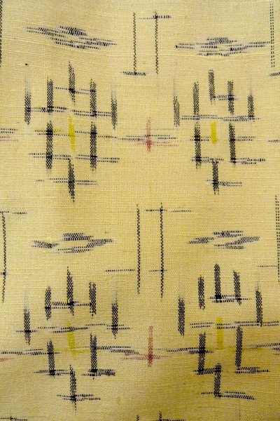 Photo7: O0328N Vintage Japanese kimono   Ivory TSUMUGI pongee for women / Silk. Cross,   (Grade B) (7)