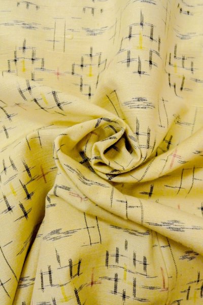 Photo11: O0328N Vintage Japanese kimono   Ivory TSUMUGI pongee for women / Silk. Cross,   (Grade B) (11)