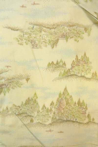 Photo3: O0328O Vintage Japanese kimono  Light Off White TOKAMACHI-TSUMUGI for women / Silk. Tree,   (Grade C) (3)