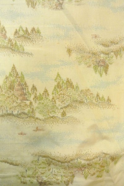 Photo4: O0328O Vintage Japanese kimono  Light Off White TOKAMACHI-TSUMUGI for women / Silk. Tree,   (Grade C) (4)