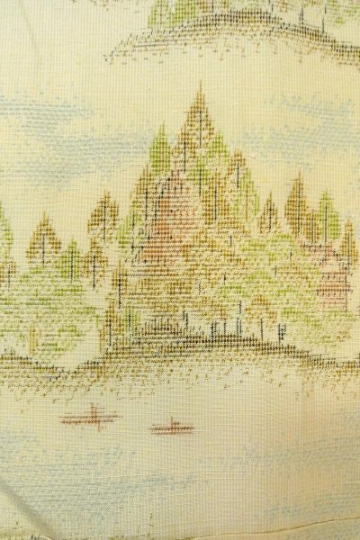 Photo5: O0328O Vintage Japanese kimono  Light Off White TOKAMACHI-TSUMUGI for women / Silk. Tree,   (Grade C) (5)