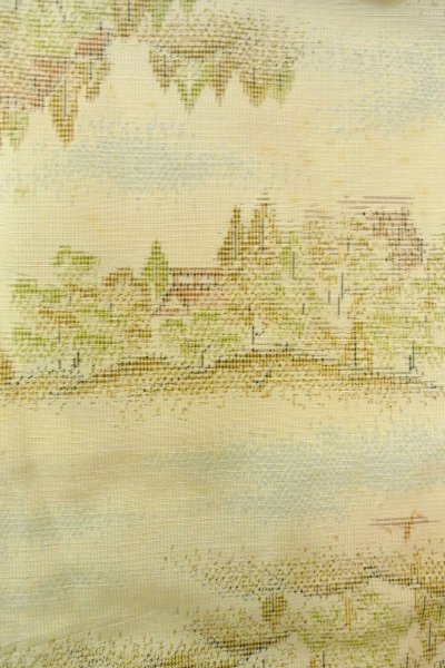 Photo6: O0328O Vintage Japanese kimono  Light Off White TOKAMACHI-TSUMUGI for women / Silk. Tree,   (Grade C) (6)