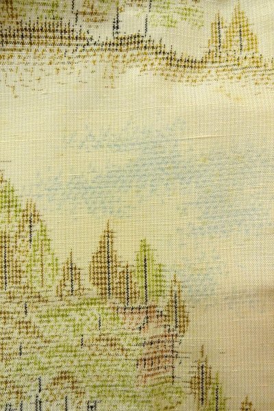 Photo7: O0328O Vintage Japanese kimono  Light Off White TOKAMACHI-TSUMUGI for women / Silk. Tree,   (Grade C) (7)