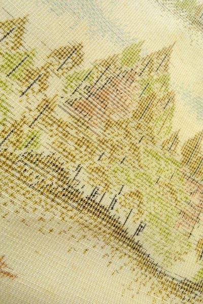 Photo9: O0328O Vintage Japanese kimono  Light Off White TOKAMACHI-TSUMUGI for women / Silk. Tree,   (Grade C) (9)