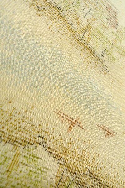 Photo10: O0328O Vintage Japanese kimono  Light Off White TOKAMACHI-TSUMUGI for women / Silk. Tree,   (Grade C) (10)