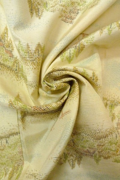 Photo11: O0328O Vintage Japanese kimono  Light Off White TOKAMACHI-TSUMUGI for women / Silk. Tree,   (Grade C) (11)