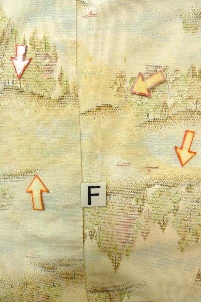 Photo19: O0328O Vintage Japanese kimono  Light Off White TOKAMACHI-TSUMUGI for women / Silk. Tree,   (Grade C) (19)