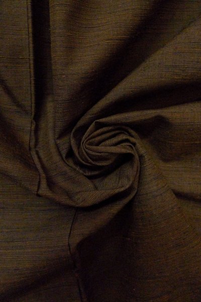 Photo11: O0328P Vintage Japanese kimono Dark Brown TSUMUGI pongee for women / Silk. Line (Grade B) (11)