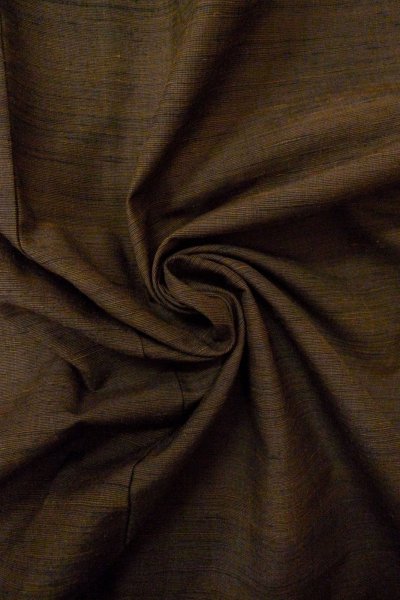 Photo12: O0328P Vintage Japanese kimono Dark Brown TSUMUGI pongee for women / Silk. Line (Grade B) (12)