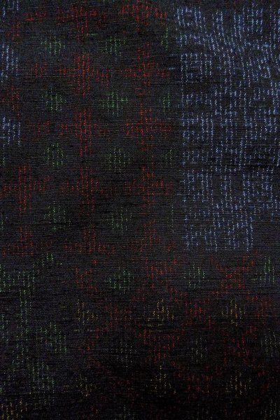 Photo5: O0328R Vintage Japanese kimono Dark Indigo Blue TOKAMACHI-TSUMUGI for women / Silk. Flower, There is a part of tailoring thread. (Grade B) (5)