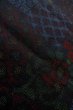 Photo10: O0328R Vintage Japanese kimono Dark Indigo Blue TOKAMACHI-TSUMUGI for women / Silk. Flower, There is a part of tailoring thread. (Grade B) (10)