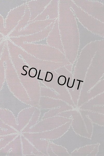 Photo4: O0328S Vintage Japanese kimono Black TSUMUGI pongee for women / Silk. MOMIJI maple leaf (Grade A) (4)