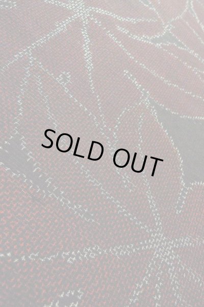 Photo8: O0328S Vintage Japanese kimono Black TSUMUGI pongee for women / Silk. MOMIJI maple leaf (Grade A) (8)