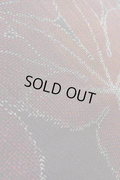 Photo10: O0328S Vintage Japanese kimono Black TSUMUGI pongee for women / Silk. MOMIJI maple leaf (Grade A) (10)