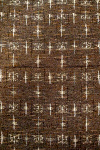 Photo4: Mint O0328T Vintage Japanese kimono Dark Brown TSUMUGI pongee for women / Silk. Abstract pattern (Grade A) (4)