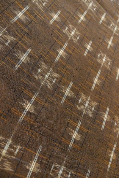 Photo8: Mint O0328T Vintage Japanese kimono Dark Brown TSUMUGI pongee for women / Silk. Abstract pattern (Grade A) (8)