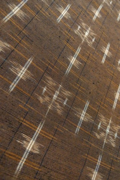 Photo9: Mint O0328T Vintage Japanese kimono Dark Brown TSUMUGI pongee for women / Silk. Abstract pattern (Grade A) (9)