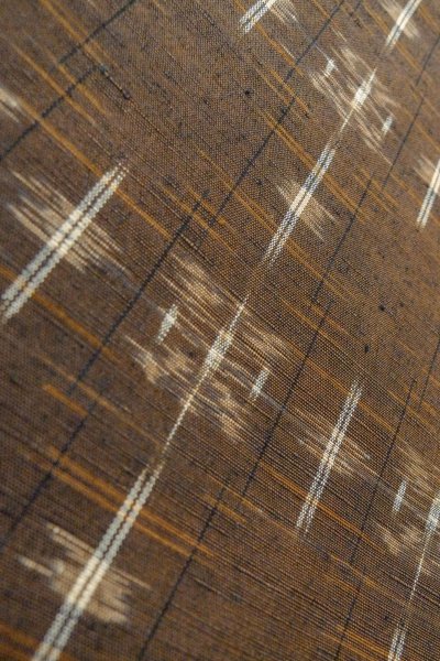 Photo10: Mint O0328T Vintage Japanese kimono Dark Brown TSUMUGI pongee for women / Silk. Abstract pattern (Grade A) (10)