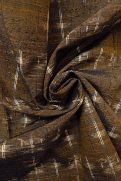 Photo11: Mint O0328T Vintage Japanese kimono Dark Brown TSUMUGI pongee for women / Silk. Abstract pattern (Grade A) (11)