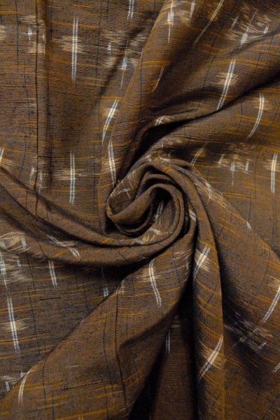 Photo12: Mint O0328T Vintage Japanese kimono Dark Brown TSUMUGI pongee for women / Silk. Abstract pattern (Grade A) (12)