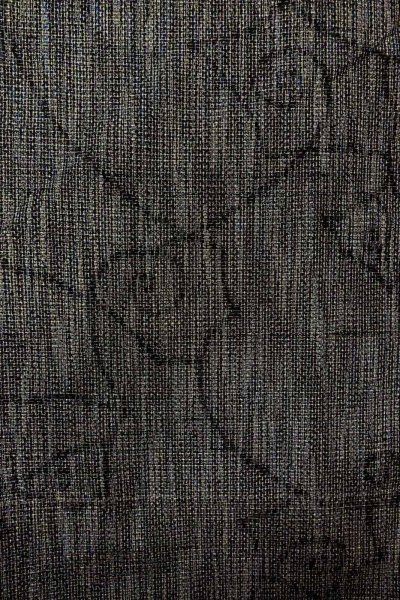 Photo4: O0328U Vintage Japanese kimono Dark Indigo Blue TSUMUGI pongee for women / Silk. Abstract pattern (Grade A) (4)