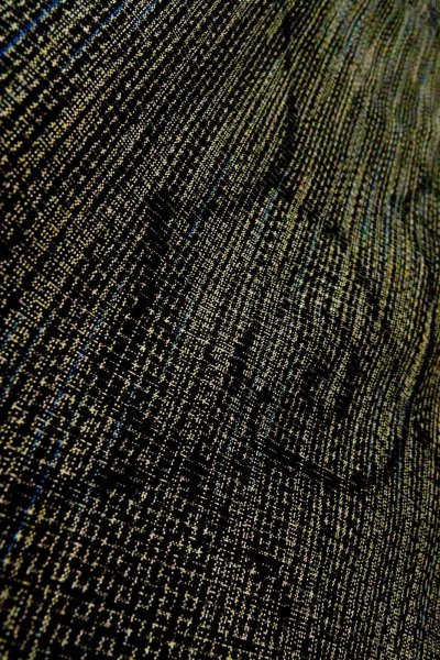 Photo9: O0328U Vintage Japanese kimono Dark Indigo Blue TSUMUGI pongee for women / Silk. Abstract pattern (Grade A) (9)