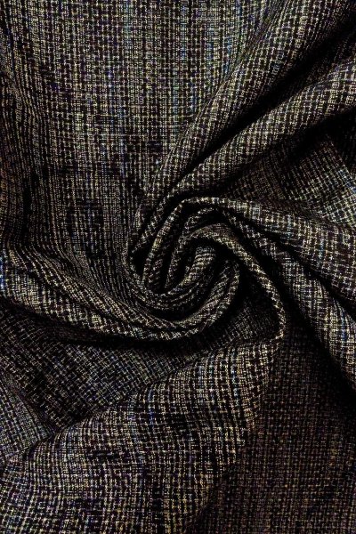 Photo11: O0328U Vintage Japanese kimono Dark Indigo Blue TSUMUGI pongee for women / Silk. Abstract pattern (Grade A) (11)