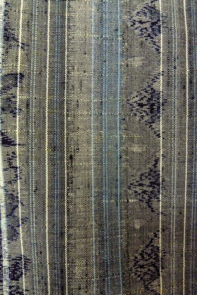 Photo6: O0328V Used Japanese kimono Gray TSUMUGI pongee for women / Silk. Flower (Grade C) (6)