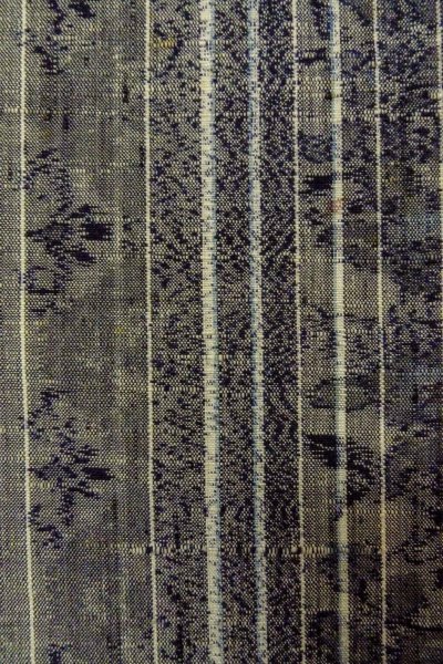 Photo7: O0328V Used Japanese kimono Gray TSUMUGI pongee for women / Silk. Flower (Grade C) (7)