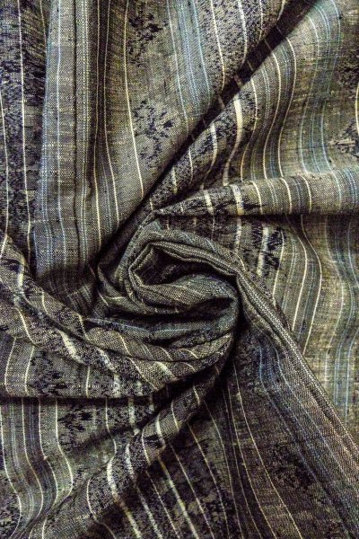 Photo11: O0328V Used Japanese kimono Gray TSUMUGI pongee for women / Silk. Flower (Grade C) (11)