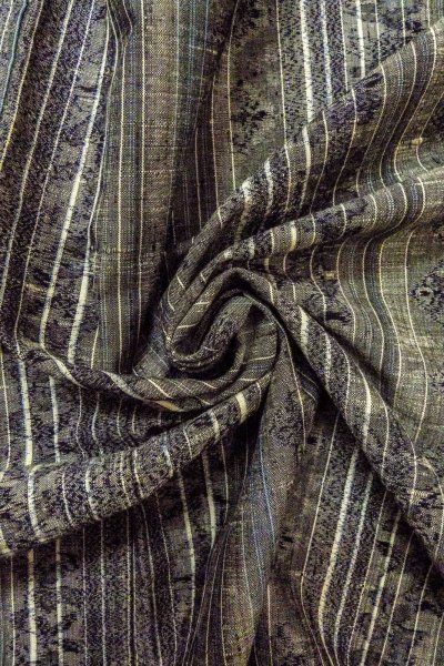Photo12: O0328V Used Japanese kimono Gray TSUMUGI pongee for women / Silk. Flower (Grade C) (12)