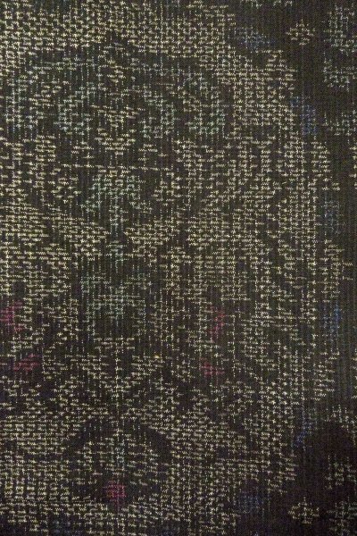 Photo6: Mint O0328W Used Japanese kimono Dark Gray TSUMUGI pongee for women / Silk. Chinz pattern (Grade A) (6)