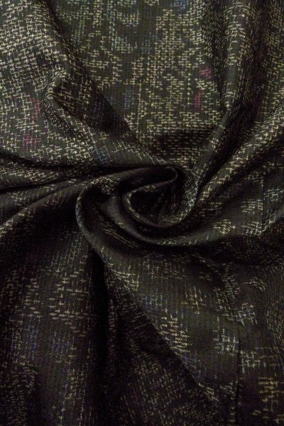Photo12: Mint O0328W Used Japanese kimono Dark Gray TSUMUGI pongee for women / Silk. Chinz pattern (Grade A) (12)
