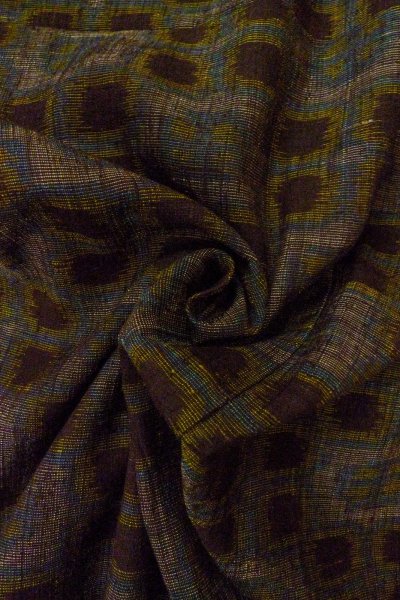 Photo11: O0328X Vintage Japanese kimono Purplish Gray TSUMUGI pongee for women / Silk. Flower (Grade B) (11)