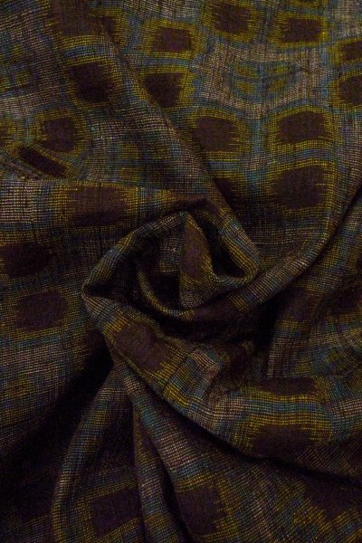 Photo12: O0328X Vintage Japanese kimono Purplish Gray TSUMUGI pongee for women / Silk. Flower (Grade B) (12)