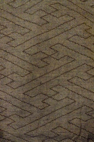 Photo4: Mint O0328Y Vintage Japanese kimono Grayish Brown TSUMUGI pongee for women / Silk. Greek key fret (Grade A) (4)
