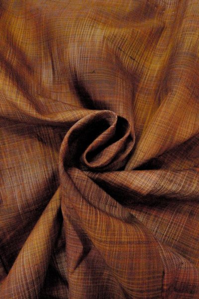 Photo11: Mint O0328Z Vintage Japanese kimono Brown TSUMUGI pongee for women / Silk. Gradation (Grade A) (11)