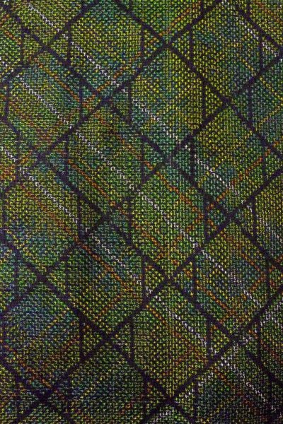 Photo5: Mint O0329A Vintage Japanese kimono Dark Green TOKAMACHI-TSUMUGI for women / Silk. Lozenges (Grade A) (5)