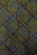 Photo6: Mint O0329A Vintage Japanese kimono Dark Green TOKAMACHI-TSUMUGI for women / Silk. Lozenges (Grade A) (6)