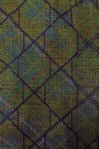 Photo6: Mint O0329A Vintage Japanese kimono Dark Green TOKAMACHI-TSUMUGI for women / Silk. Lozenges (Grade A) (6)