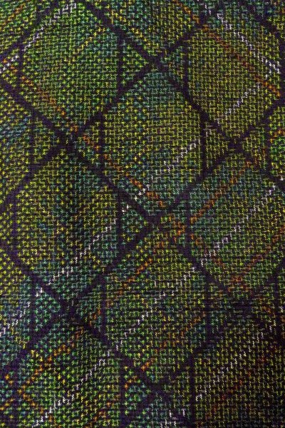 Photo7: Mint O0329A Vintage Japanese kimono Dark Green TOKAMACHI-TSUMUGI for women / Silk. Lozenges (Grade A) (7)