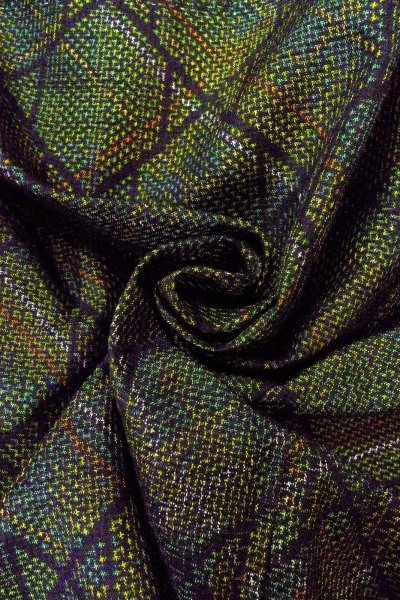 Photo11: Mint O0329A Vintage Japanese kimono Dark Green TOKAMACHI-TSUMUGI for women / Silk. Lozenges (Grade A) (11)