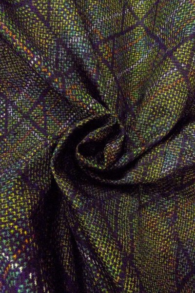 Photo12: Mint O0329A Vintage Japanese kimono Dark Green TOKAMACHI-TSUMUGI for women / Silk. Lozenges (Grade A) (12)